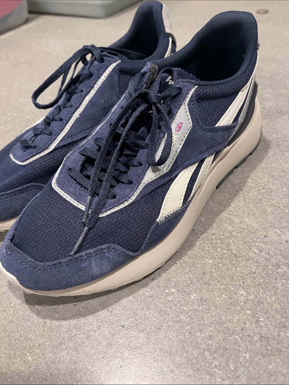 Reebok Navy and White Retro Runner Sneakers